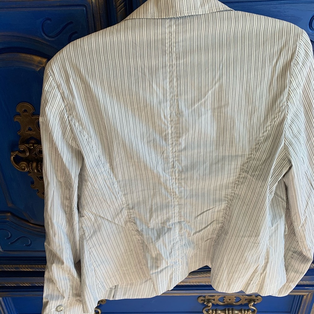 CAbi White Black Striped Jacket Blazer Size 8 - Picture 4 of 4